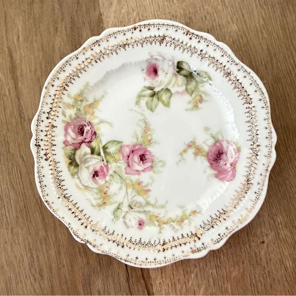 Antique O. & E. G. Royal Austria Porcelain Plate 6”, Hand Painted Roses, Signed‎